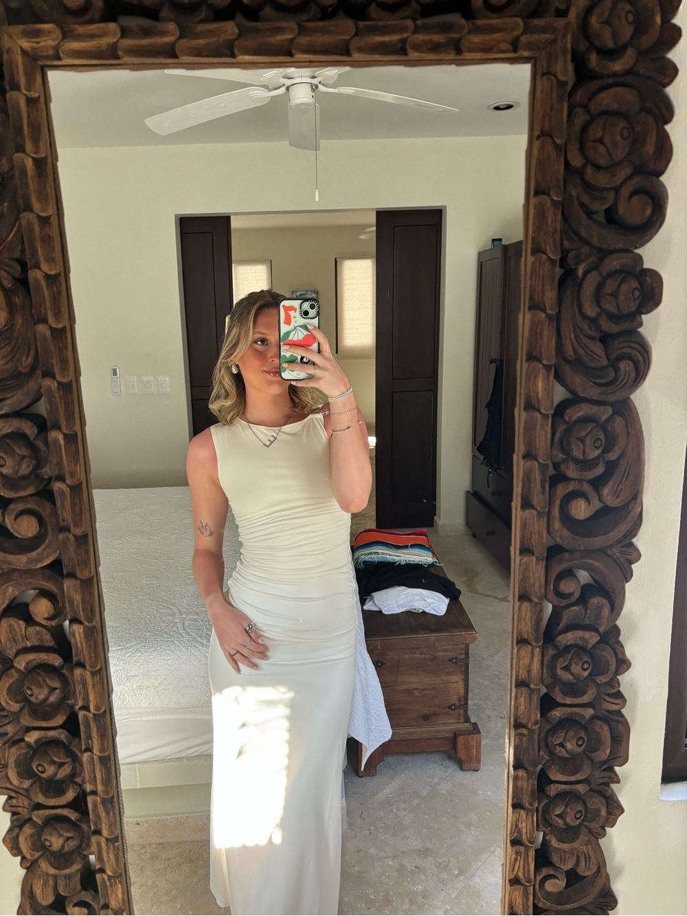 Peppermayo Cream Sleeveless Ruched Maxi Dress